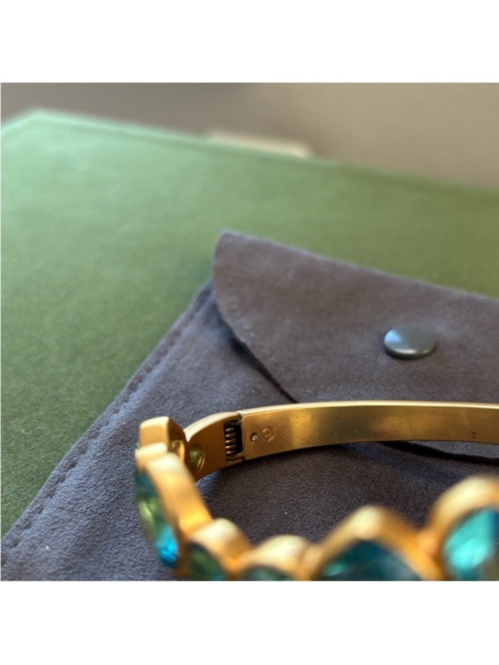 NWOT Julie Vos Gold-Tone Bracelet with Aqua Blue Crystal Accents - Picture 7 of 12